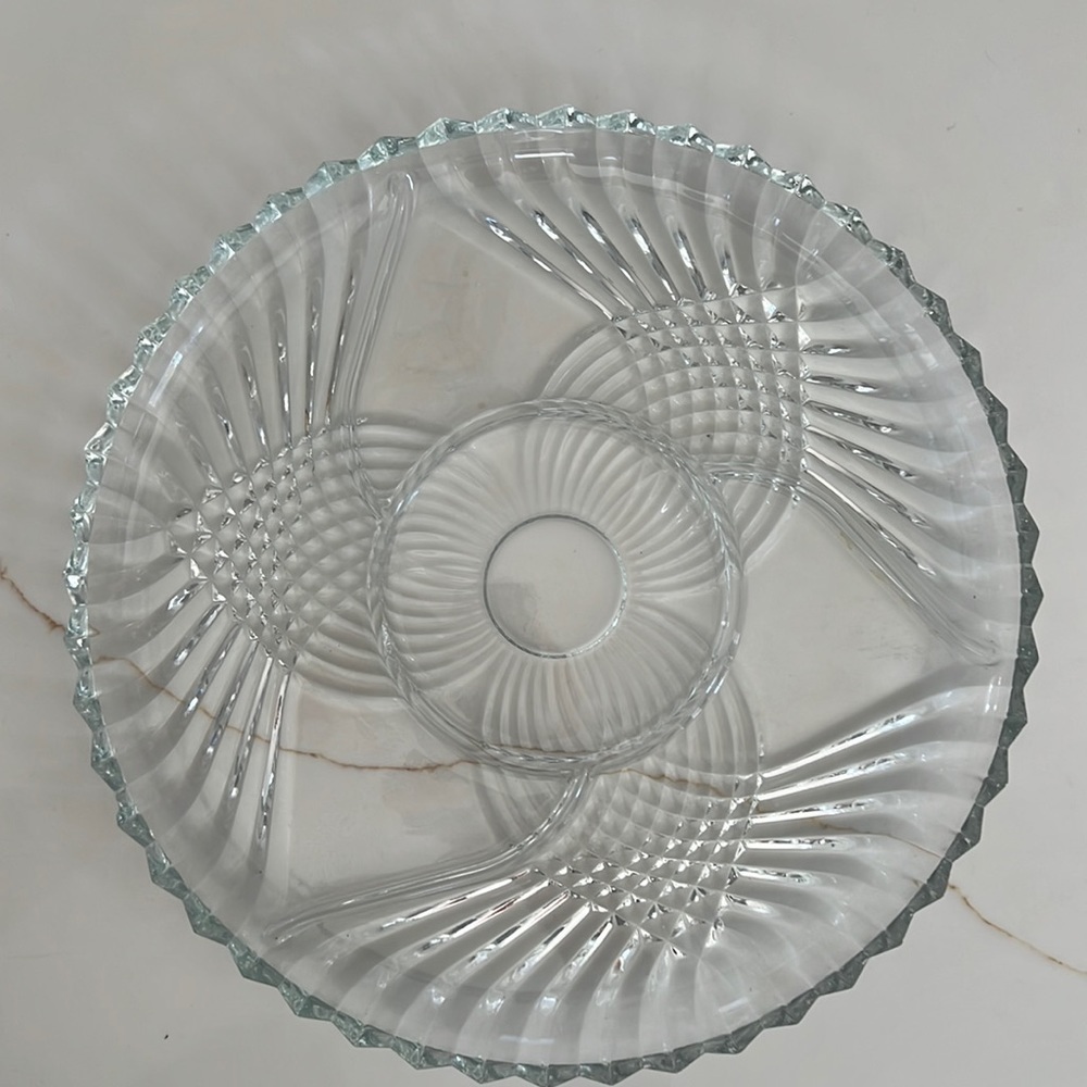 Indiana Glass “Enchantment” 4 Part Divided 12” Relish Tray Platter